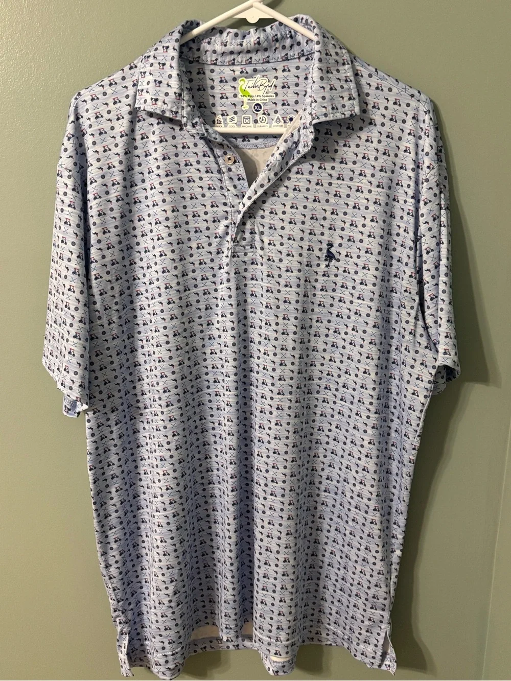 Tailorbyrd Light Blue Micro-Print performance polo
